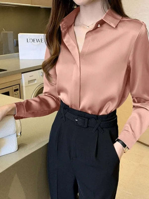 Camisa Social Feminina Lena - Rosa P 0100146