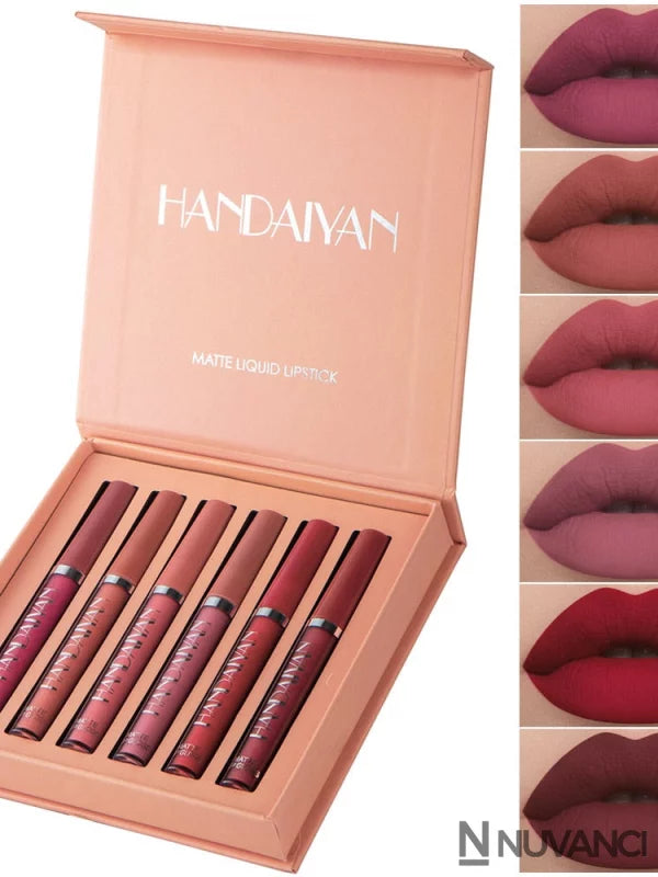Kit 6 Batons Beauty Lip Handaiyan - 16H De Duração Cores Intensas