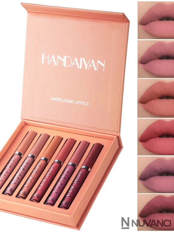 Kit 6 Batons Beauty Lip Handaiyan - 16H De Duração Cores Suaves