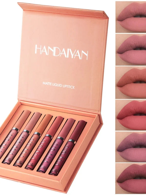 Kit 6 Batons Beauty Lip Handaiyan - 16H De Duração Cores Suaves
